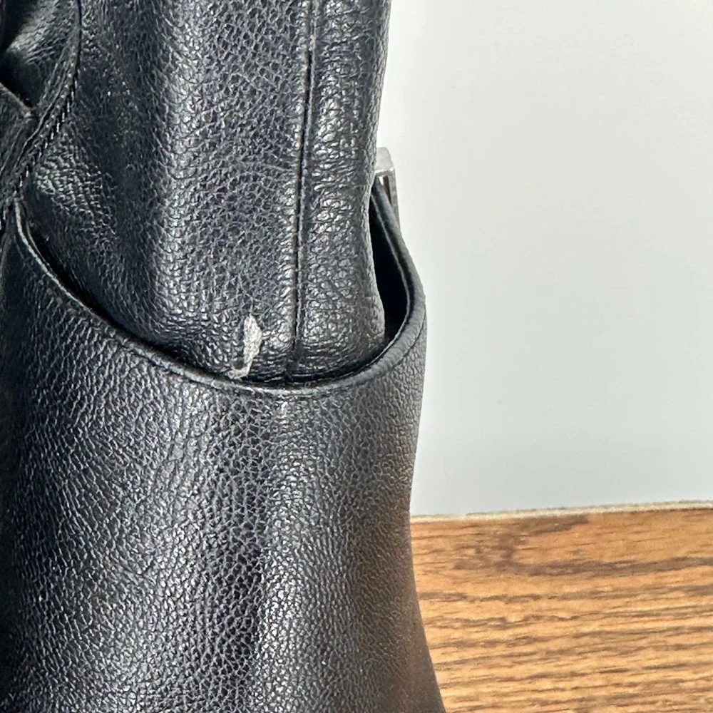 Nine West Womens Black Mid Calf Stiletto Boots Harness‎ Strap Studded 9M Grunge
